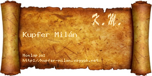 Kupfer Milán névjegykártya
